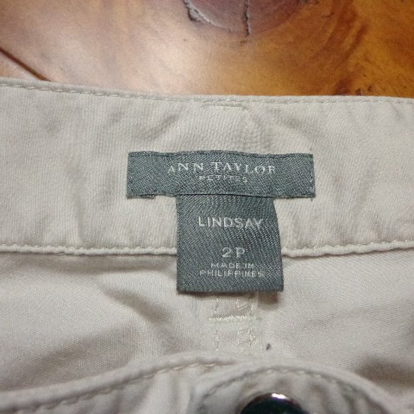 ANN TAYLOR Petites LINDSAY Pants 2P Light Cream Zip Double Button Closure - Picture 6 of 8